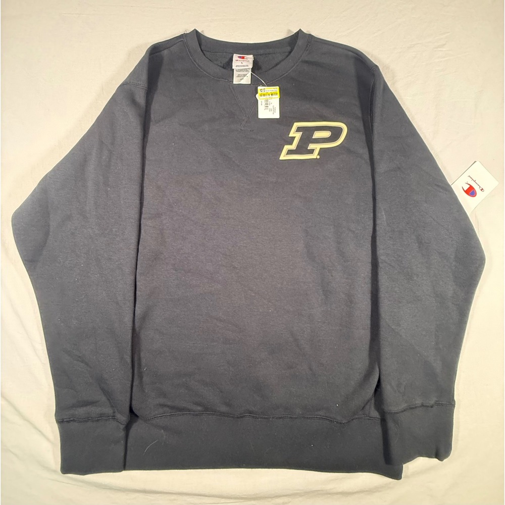 Champion Purdue Sweatshirt Mens L Black NEW NCAA Crewneck